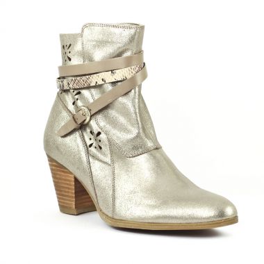 Bottines Et Boots Fugitive Jasper Taupe Python, vue principale de la chaussure femme