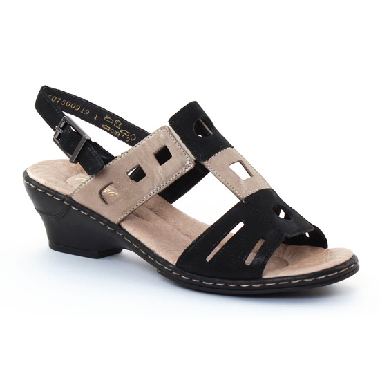 Nu Pieds Et Sandales Rieker 62169 Noir, vue principale de la chaussure femme