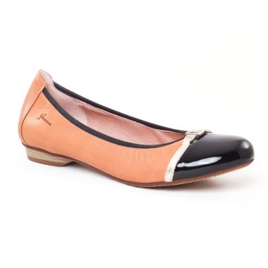 Ballerines Dorking Telma 7085 Beige Noir, vue principale de la chaussure femme