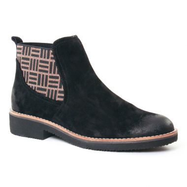 Bottines Et Boots Fugitive Gema Velours Noir, vue principale de la chaussure femme