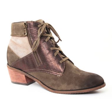 Bottines Et Boots Fugitive Soral Velours Kaki, vue principale de la chaussure femme