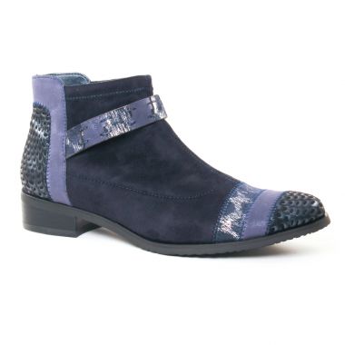 Bottines Et Boots Fugitive Rebus Velours Navy, vue principale de la chaussure femme
