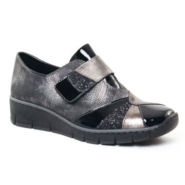 Mocassins Rieker 537C1 Noir, vue principale de la chaussure femme