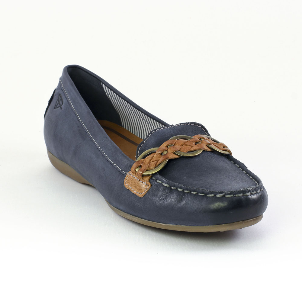 ARA Femme Lissabon Mocassin, Bleu/argenté, 38 EU