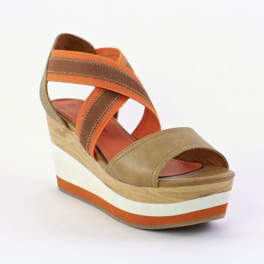 Nu-Pieds Compensés Marco Tozzi 28395 Nut, vue principale de la chaussure femme