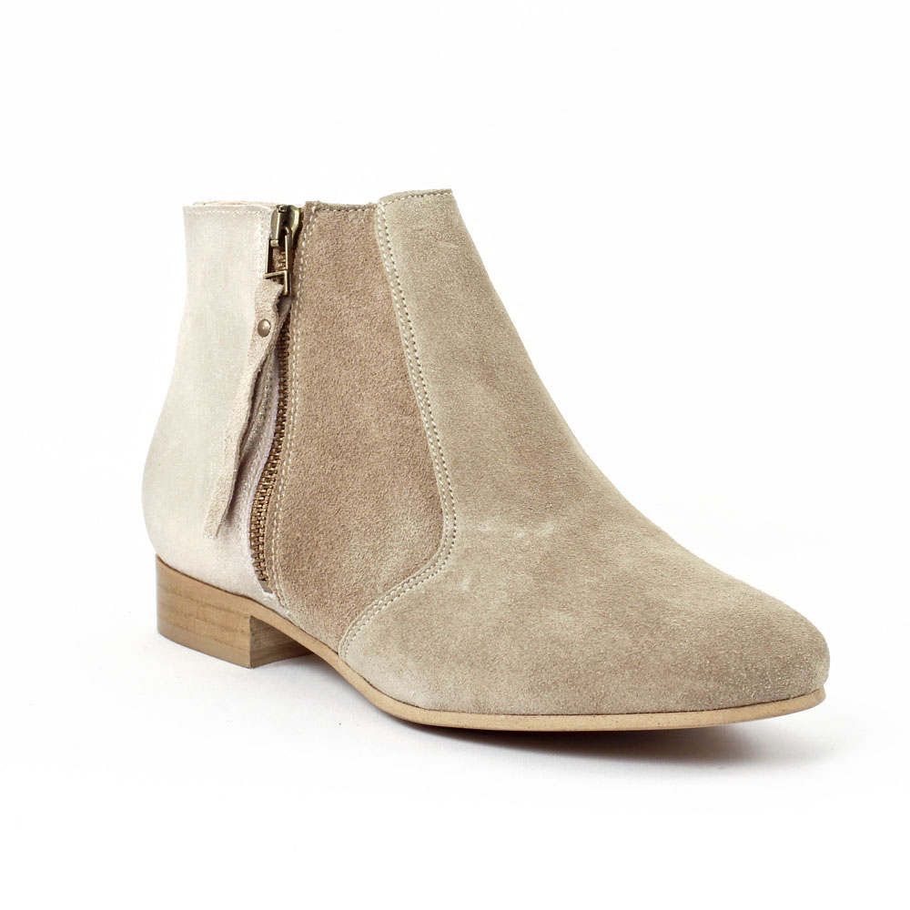 Bottines en daim beige femme hotsell