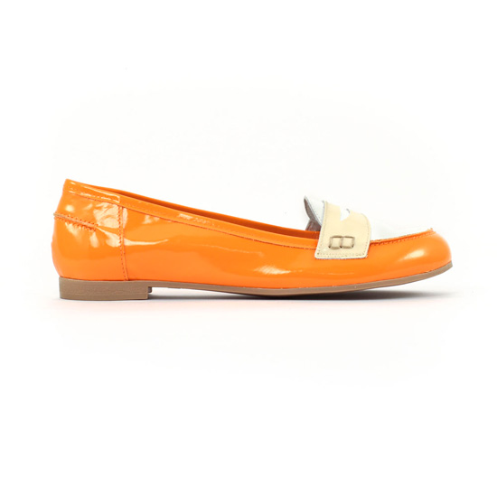 mocassins orange blanc mode femme printemps été - Photo Produit 2