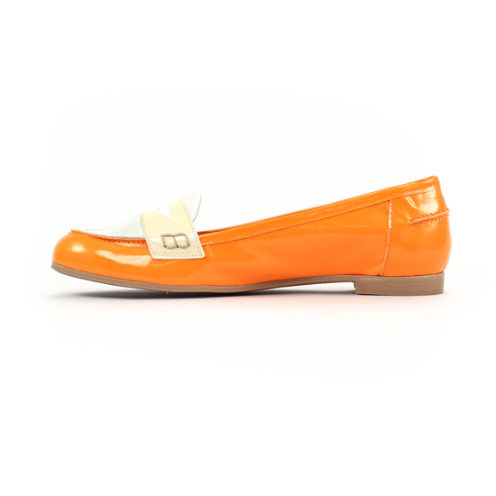 mocassins orange blanc mode femme printemps été - Photo Produit 3