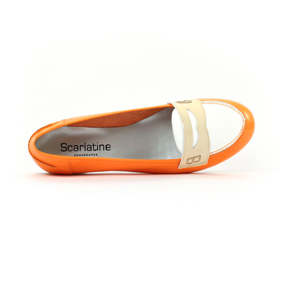 mocassins orange blanc mode femme printemps été - Photo Produit 4