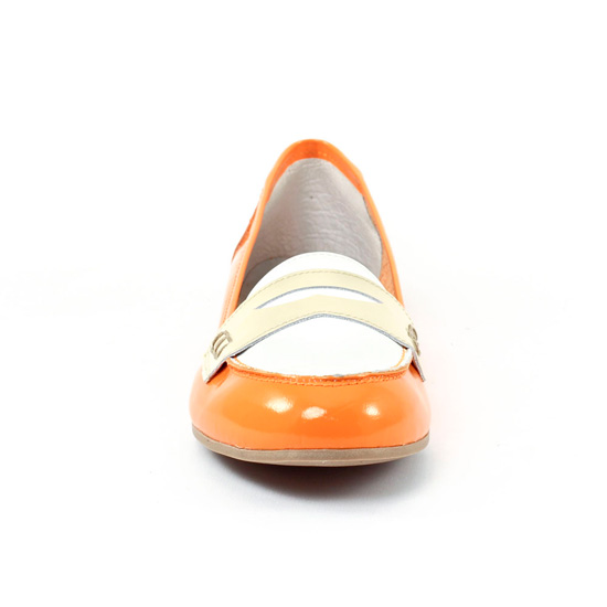 mocassins orange blanc mode femme printemps été - Photo Produit 6