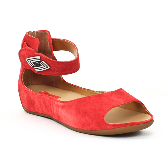 Nu Pieds Et Sandales Fugitive Jino Velours Rouge, vue principale de la chaussure femme