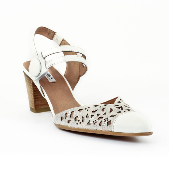 Nu-Pieds Talon Fugitive Cathy Blanc, vue principale de la chaussure femme