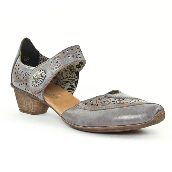 Nu Pieds Et Sandales Rieker 49757 Grey, vue principale de la chaussure femme