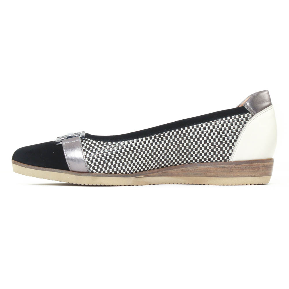 Bottines Zara Compensées à Bouts Ouverts - Tressées Noir Et Blanc - Taille 38