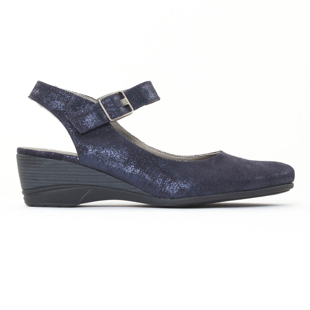 Escarpins Vintage PACO HERRERO Bleu Nuit Taille 38 - Trotteurs En Cuir, Très Bon état