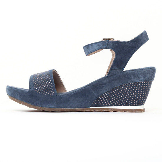 nu-pieds compensés bleu jean mode femme printemps été - Photo Produit 3