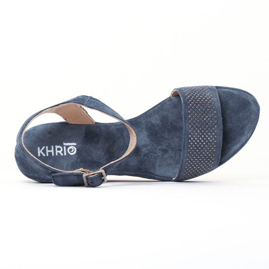 nu-pieds compensés bleu jean mode femme printemps été - Photo Produit 4