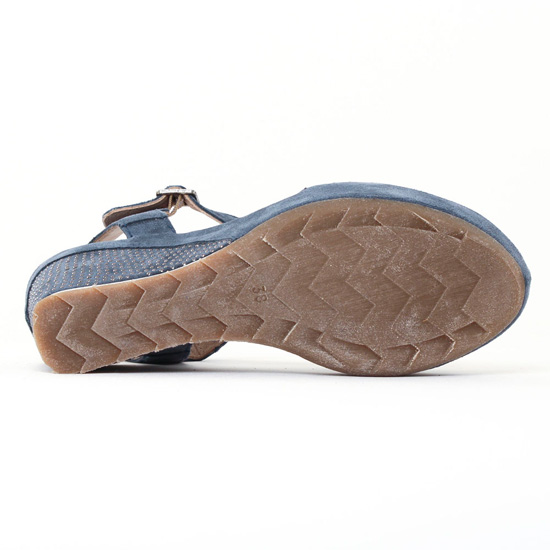 nu-pieds compensés bleu jean mode femme printemps été - Photo Produit 5