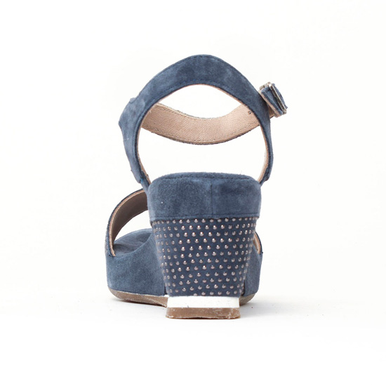 nu-pieds compensés bleu jean mode femme printemps été - Photo Produit 7