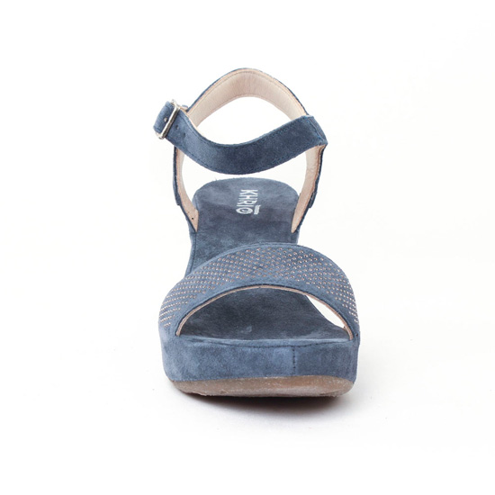 nu-pieds compensés bleu jean mode femme printemps été - Photo Produit 6