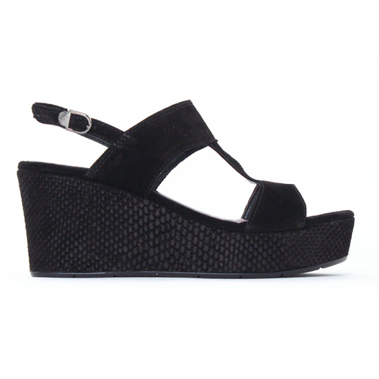 nu-pieds compensés noir mode femme printemps été - Photo Produit 2