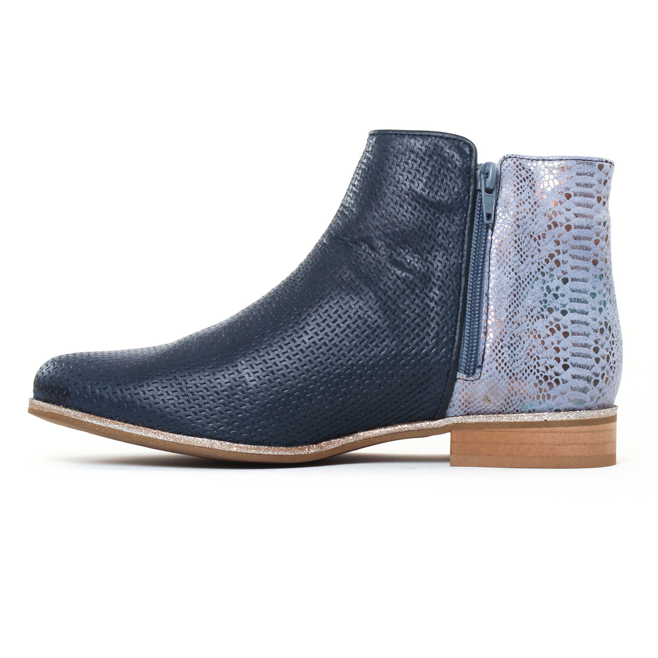 boots bleu marine femme cuir