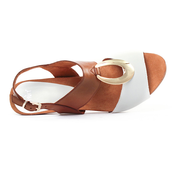 nu-pieds talon marron doré mode femme printemps été - Photo Produit 4
