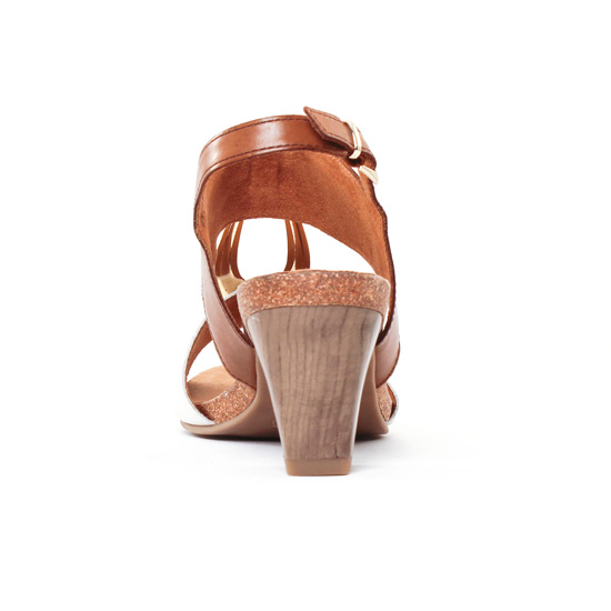 nu-pieds talon marron doré mode femme printemps été - Photo Produit 7