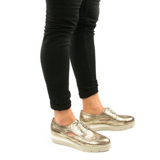 derbys compensées marron doré mode femme printemps été - Photo Produit 8