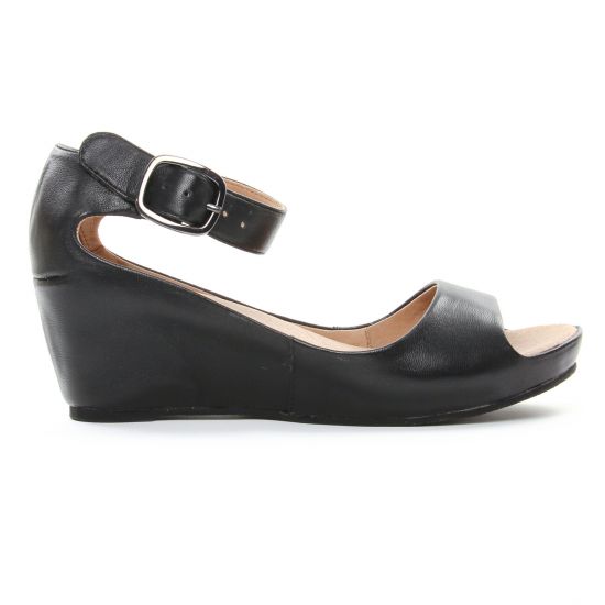 nu-pieds compensés noir mode femme printemps été - Photo Produit 2