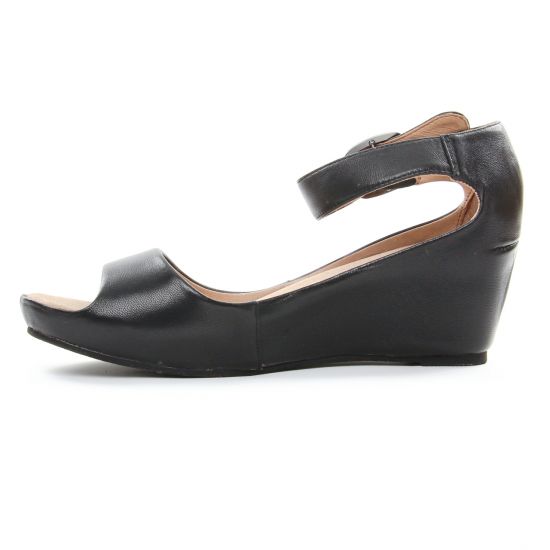 nu-pieds compensés noir mode femme printemps été - Photo Produit 3