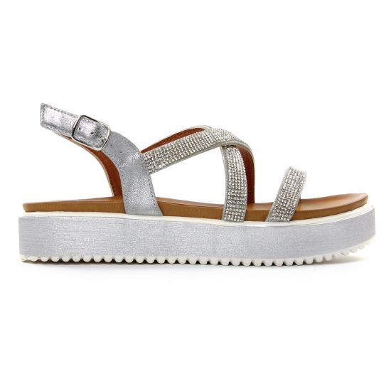 sandales compensées gris argent mode femme printemps été - Photo Produit 2