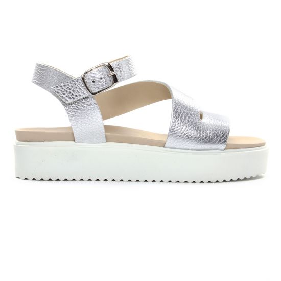 sandales compensées gris argent mode femme printemps été - Photo Produit 2