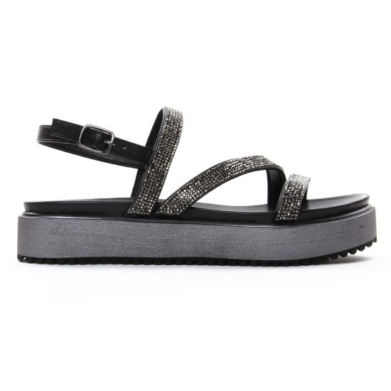 sandales compensées noir mode femme printemps été - Photo Produit 2
