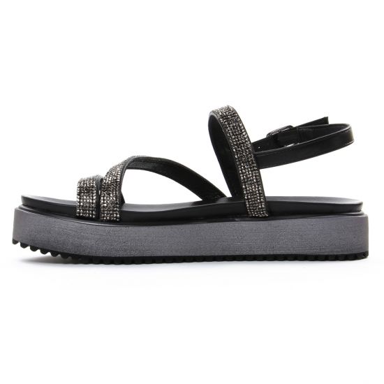 sandales compensées noir mode femme printemps été - Photo Produit 3