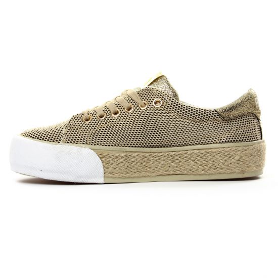 tennis beige doré mode femme printemps été - Photo Produit 3