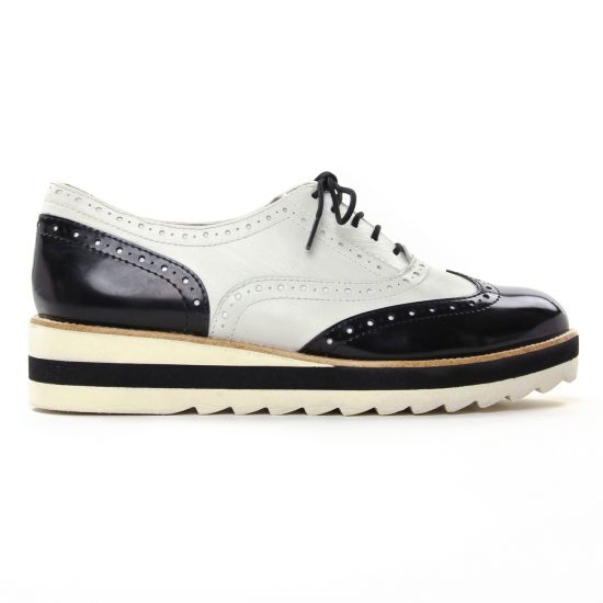 derbys compensées noir blanc mode femme printemps été - Photo Produit 2