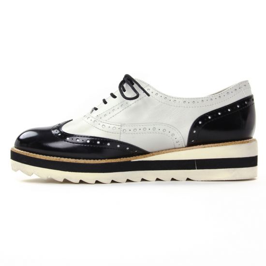 derbys compensées noir blanc mode femme printemps été - Photo Produit 3