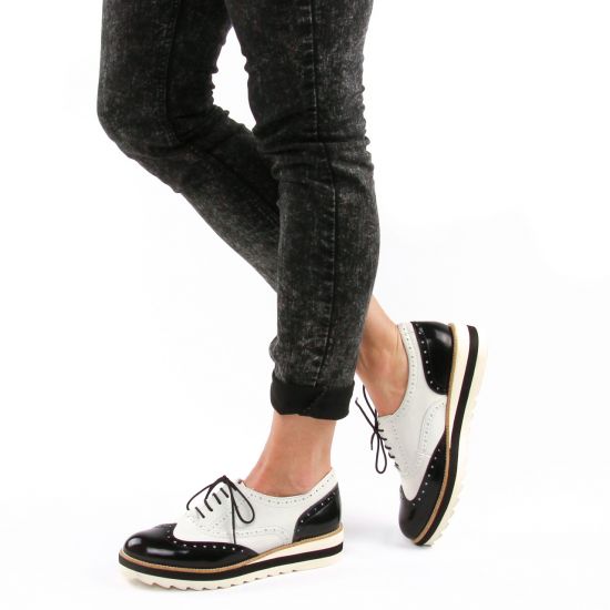 derbys compensées noir blanc mode femme printemps été - Photo Produit 8