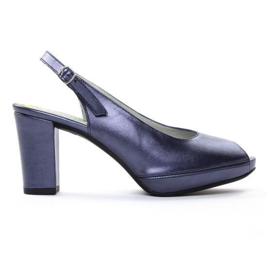 escarpins bout ouvert bleu métal mode femme printemps été - Photo Produit 2