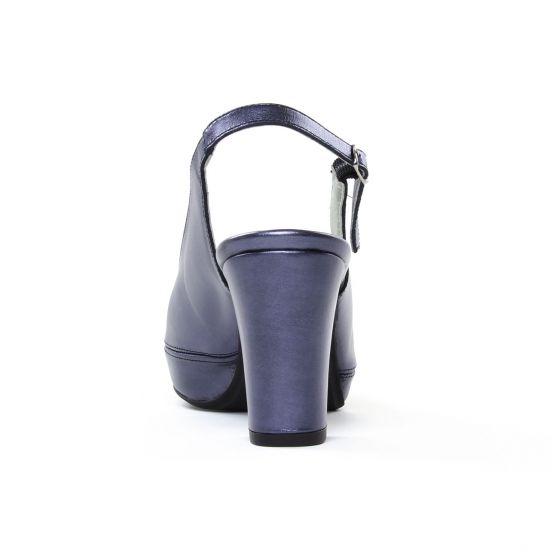 escarpins bout ouvert bleu métal mode femme printemps été - Photo Produit 7