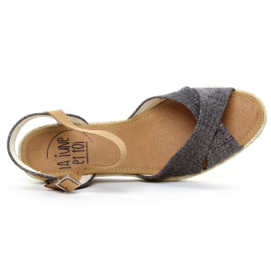 espadrilles compensées gris noir mode femme printemps été - Photo Produit 4