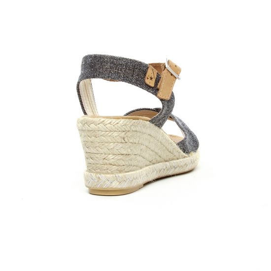 espadrilles compensées gris noir mode femme printemps été - Photo Produit 7