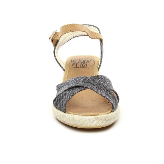espadrilles compensées gris noir mode femme printemps été - Photo Produit 6