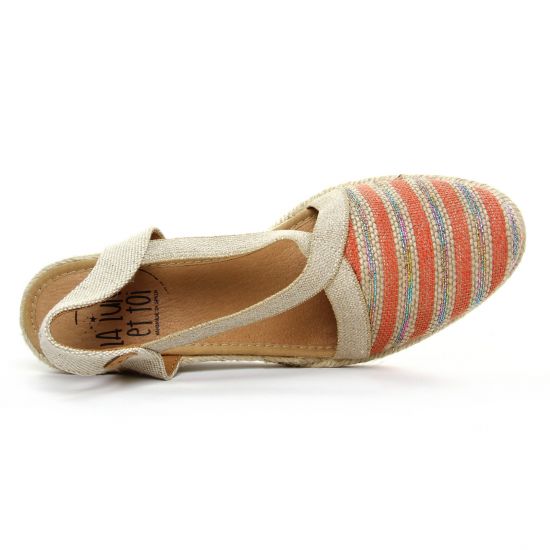 espadrilles compensées orange mode femme printemps été - Photo Produit 4