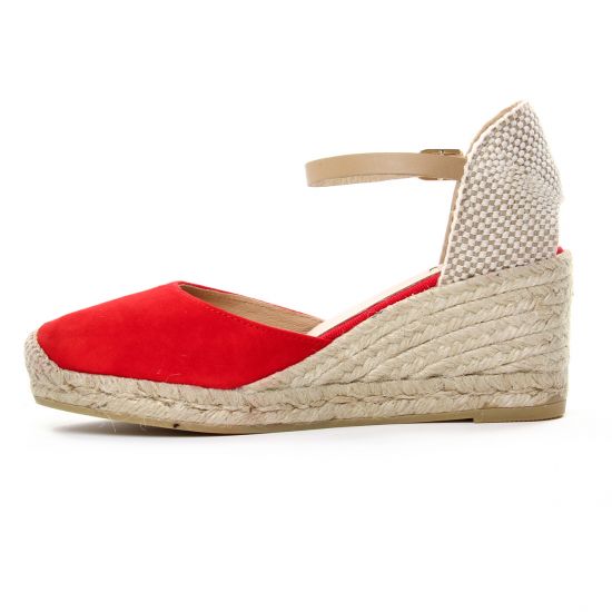 espadrilles compensées rouge mode femme printemps été - Photo Produit 3