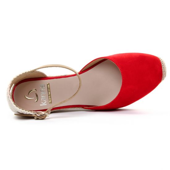 espadrilles compensées rouge mode femme printemps été - Photo Produit 4