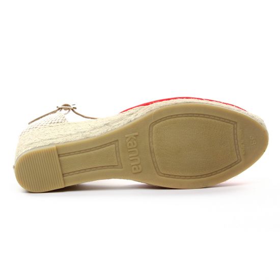 espadrilles compensées rouge mode femme printemps été - Photo Produit 5