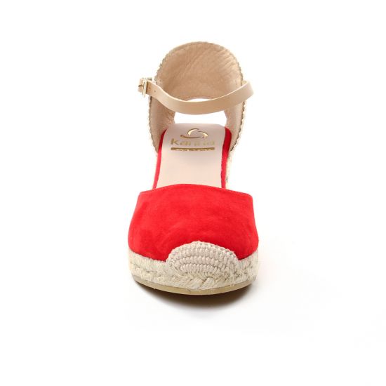 espadrilles compensées rouge mode femme printemps été - Photo Produit 6