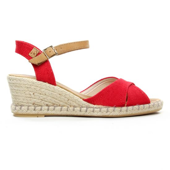 espadrilles compensées rouge mode femme printemps été - Photo Produit 2